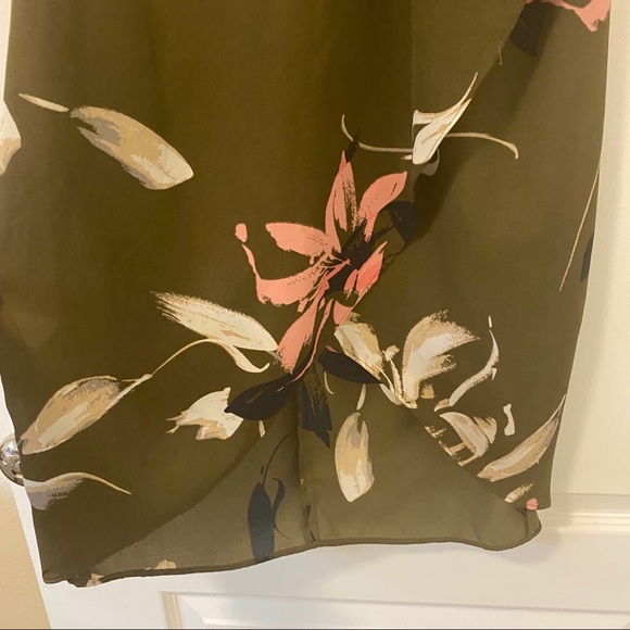 H by Halston Floral Halter Dress in Olive - Picture 3 of 6